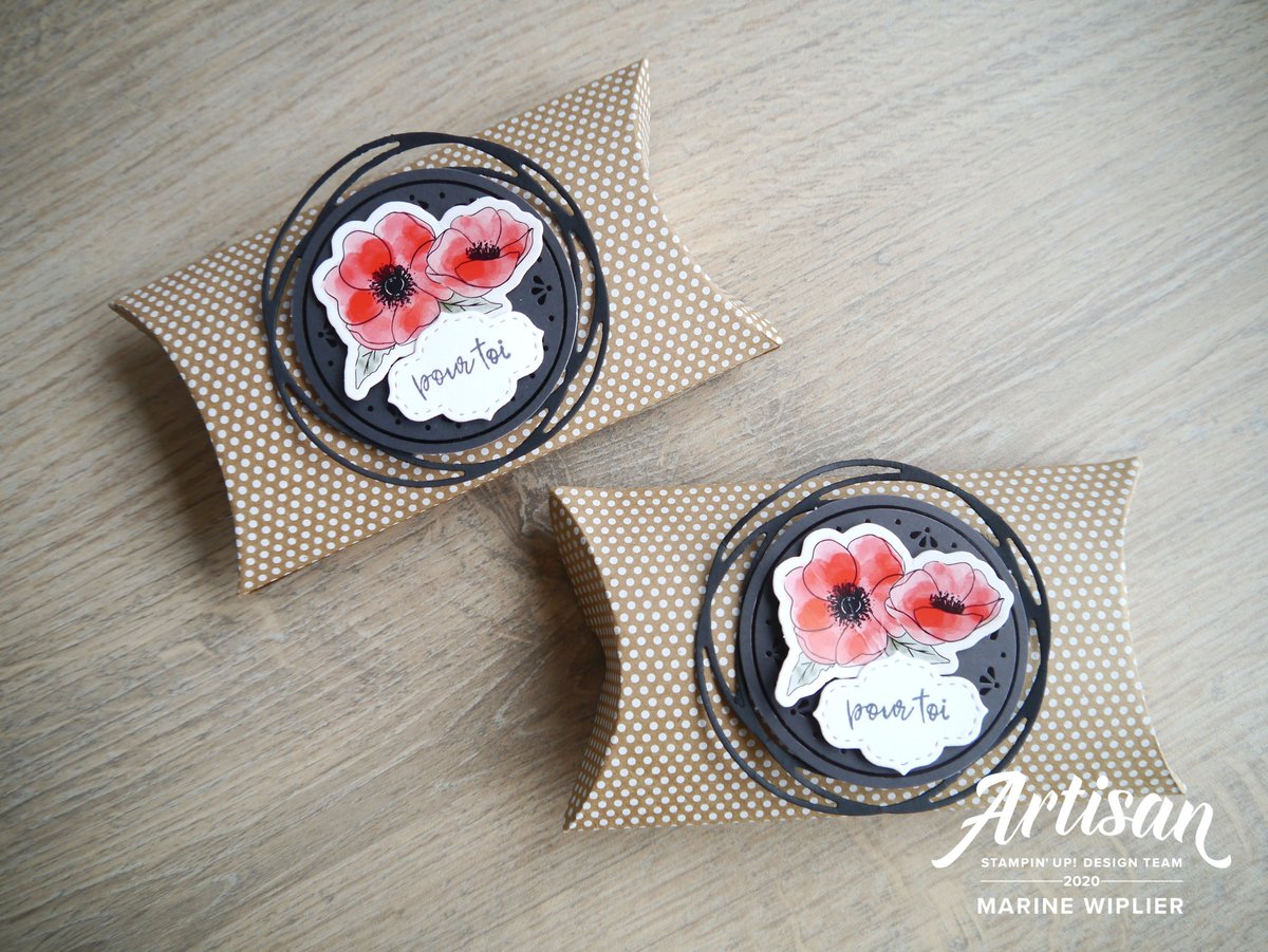 Boîtes oreillers kraft - Collection Champs de coquelicots
